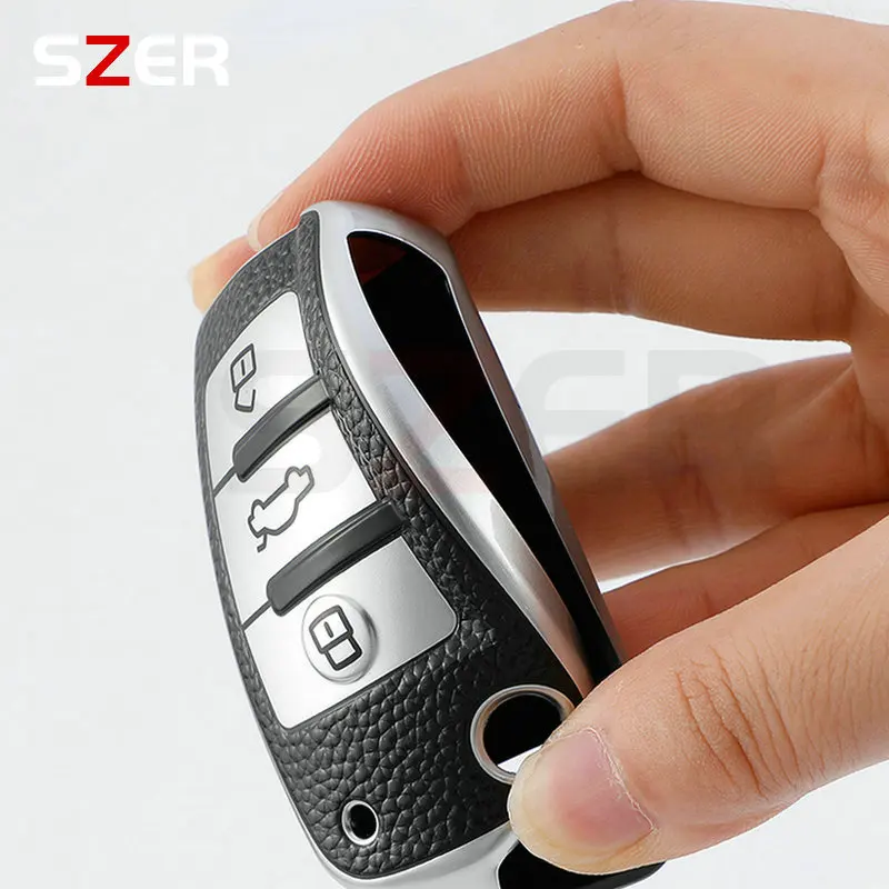 Leather TPU Car Folding Key Cover Case for Audi A3 8L 8P A4 B6 B7 B8 A6 C5 C6 4F RS3 Q3 Q7 TT 8L 8V S3 Key Fob Shell Accessories image 5