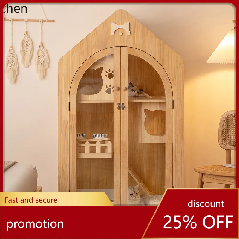 

ZML solid wood cat cage oversized household indoor city cat house pet room cat cabinet