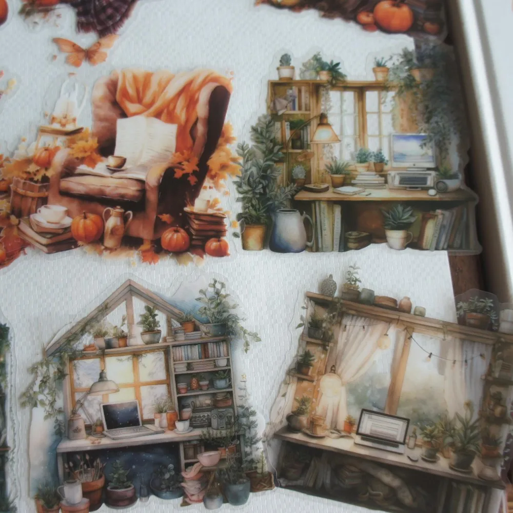 

10 Pcs Comfortable Cabin in The Forest Style PVC Sticker Scrapbooking DIY Gift Decoration Tag