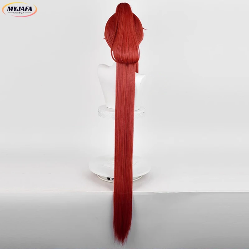 Yinlin Cosplay Wig 120cm Long Red Wig With Ponytails Heat Resistant Synthetic Anime Cosplay Costume Wig + Wig Cap