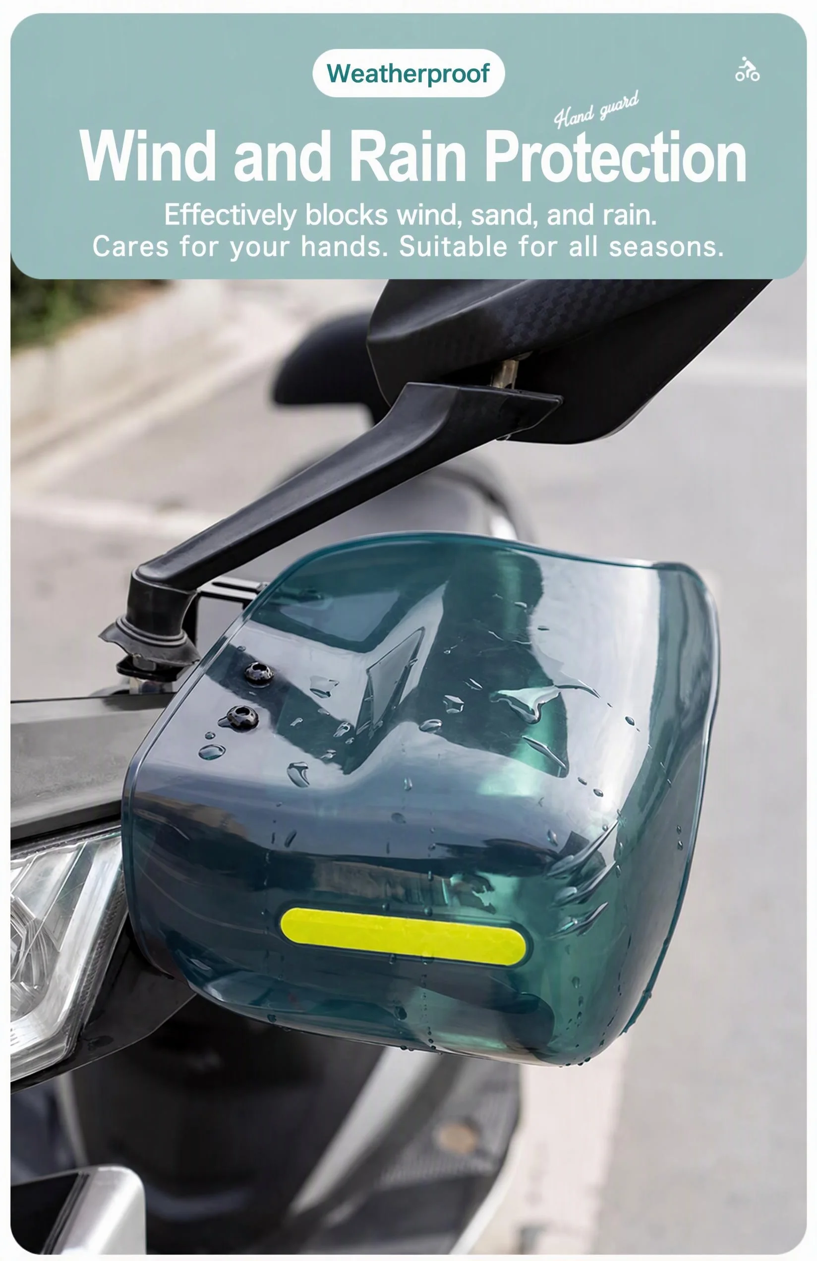 Easy to Install and Disassemble Hand Guard for Scooter Motorcycle ATV with Night Reflective Strip Wind Rain and Sun Protection