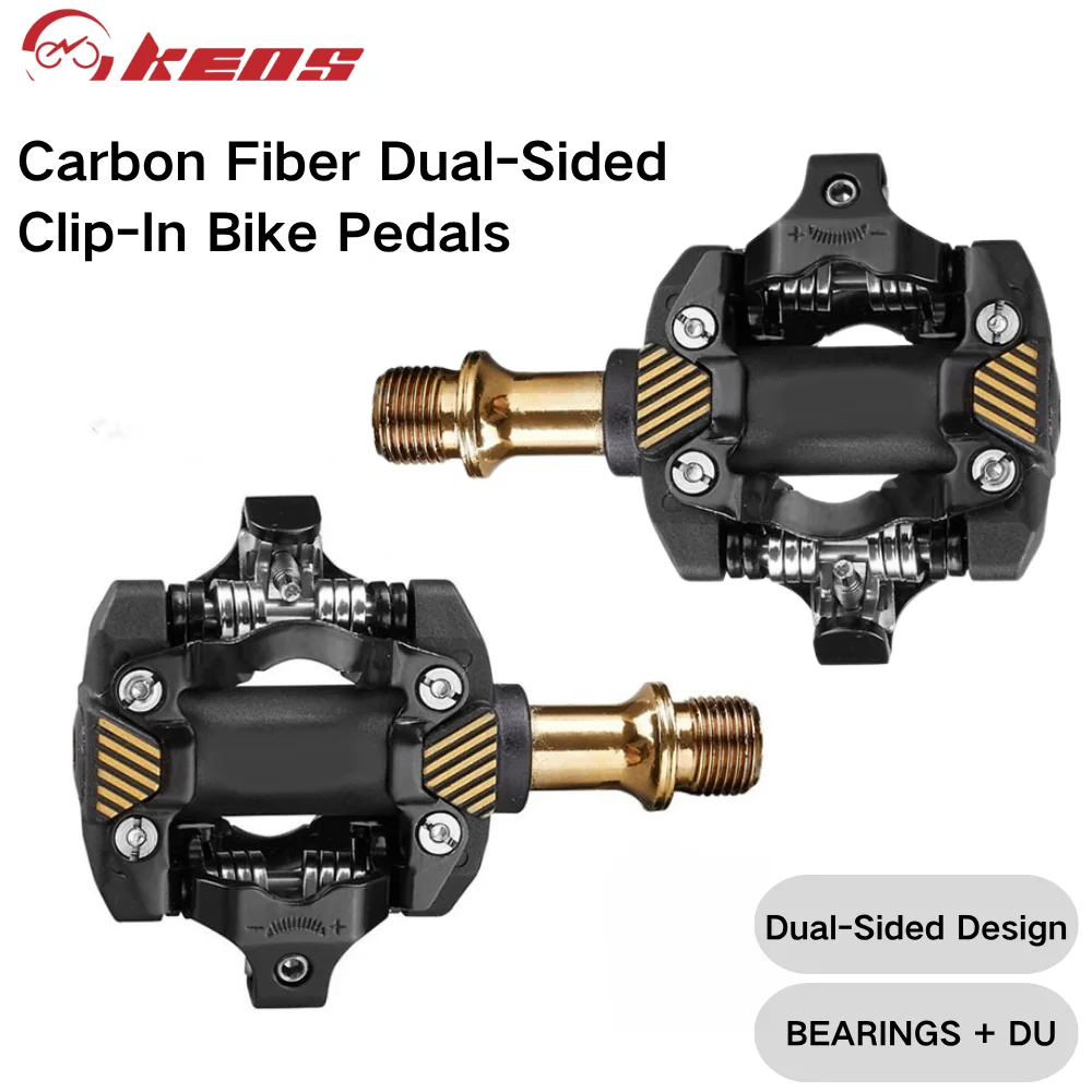 KEOS M8100 Ultra-light Self-Locking Carbon Fiber Pedal SPD   DU Bearing MTB Bicycle Die Casting Cycling Parts