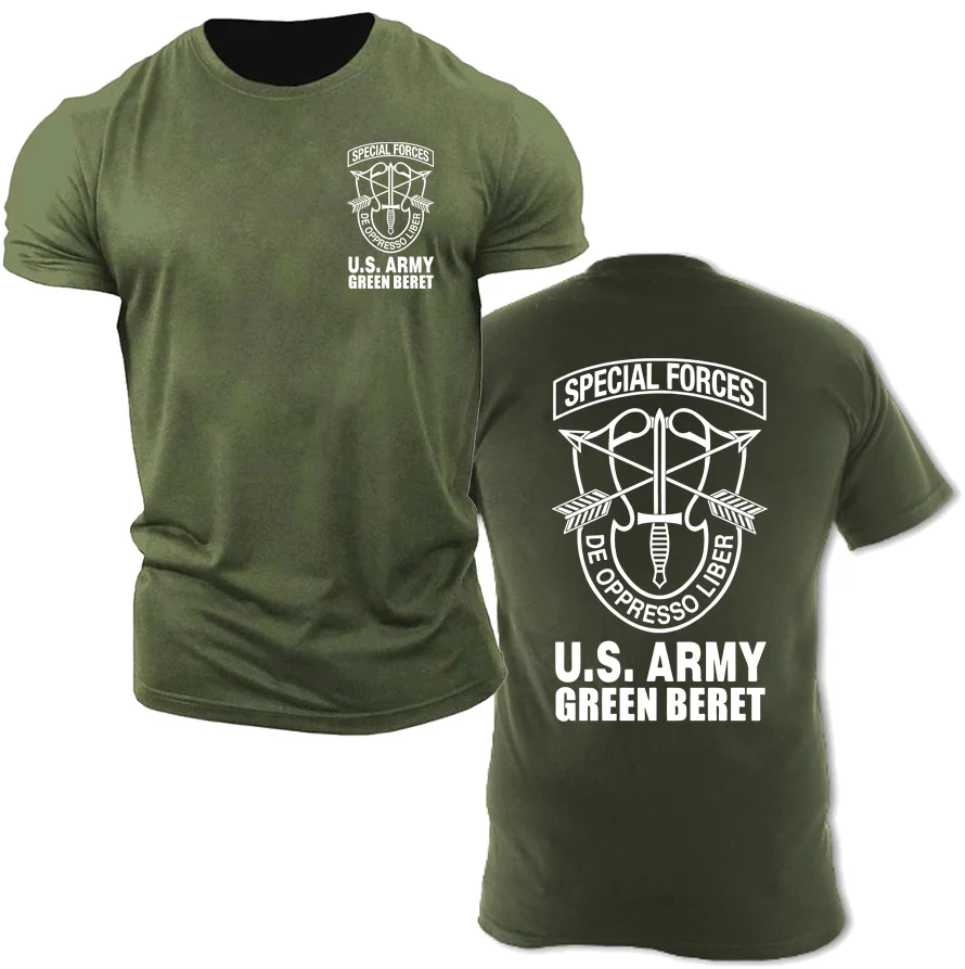 US Army Special Forces Group Airborne Military Green Beret T-Shirt USA Military Green T Shirt Cool Dad TShirts Cotton Tee Shirts