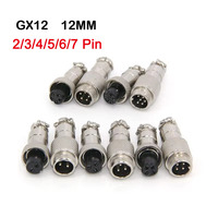 2/3/4/5/6/7 Pin 1set GX12 Male Female Aviation 12mm Circular Socket Plug Wire Panel Connector U