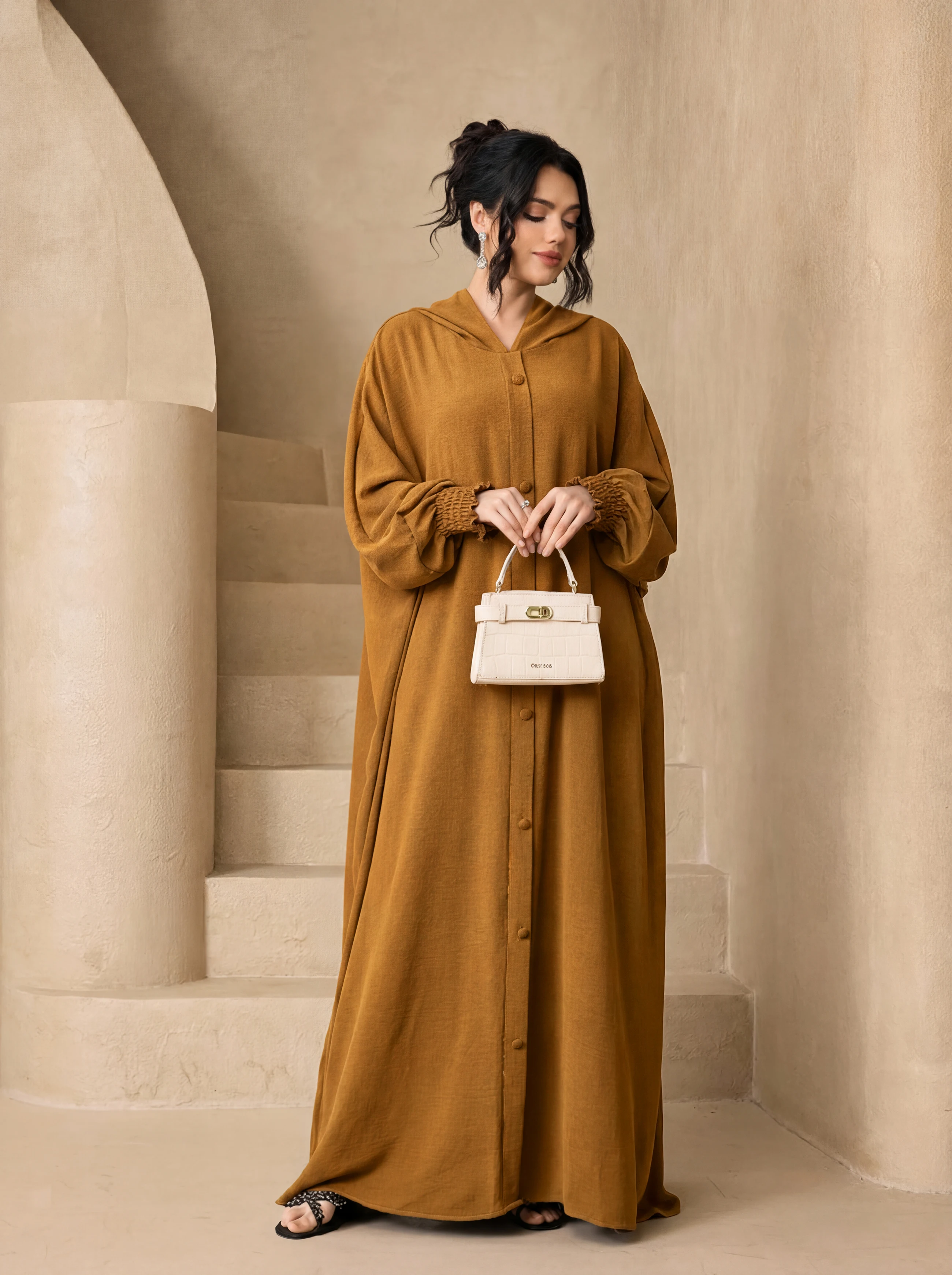 Solid Color Hooded Open Abaya  - đánh giá và giá Abaya Modest Wear