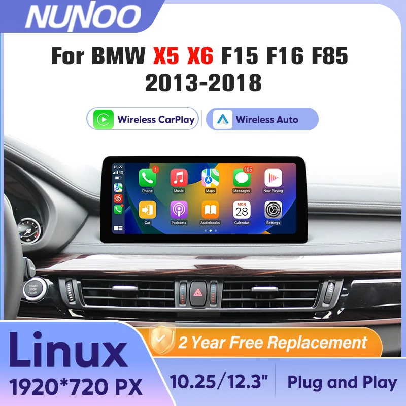 Kabelloser Carplay Android Auto Bildschirm für BMW X5 F15 F85 X6 F16 2013-2018 Auto Multimedia Player Stereo Radio Autoradio Linux