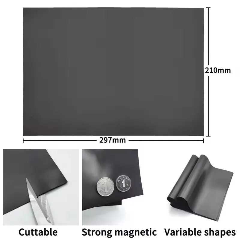 A4 من جانب واحد بدون لاصق ومع مغناطيس مطاطي لاصق، صفائح حصيرة مغناطيسية مرنة لصورة صورة الثلاجة DIY #5