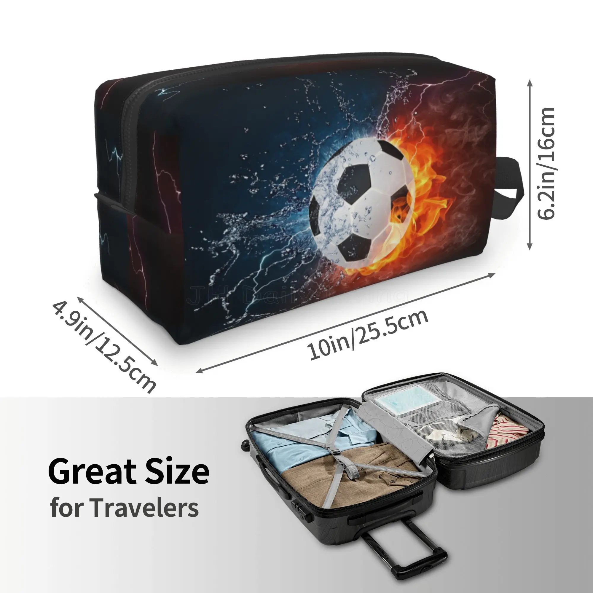 Soccer Football Ball Art Pattern Storage Bags for Men Women Portable Makeup Cosmetic Bag Large Capacity Travel Storage Organizer