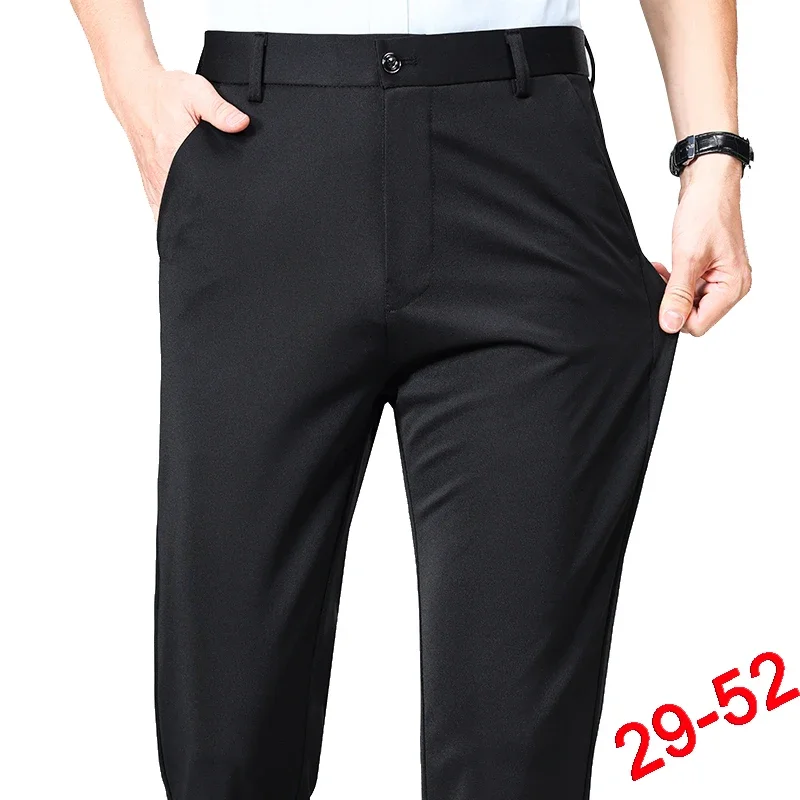 

Big Size Mens Trousers Men Business Suit Pants Stretch Formal Dress Pants Big Man Classic Black Trousers
