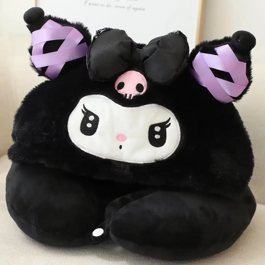 หมอนรองคอตุ๊กตา Sanrio Series หมอนรองคอตุ๊กตา Kuromi พร้อมหมวก My Melody หมอนรองคอของขวัญวันเกิดสําหรับเด็กผู้หญิง