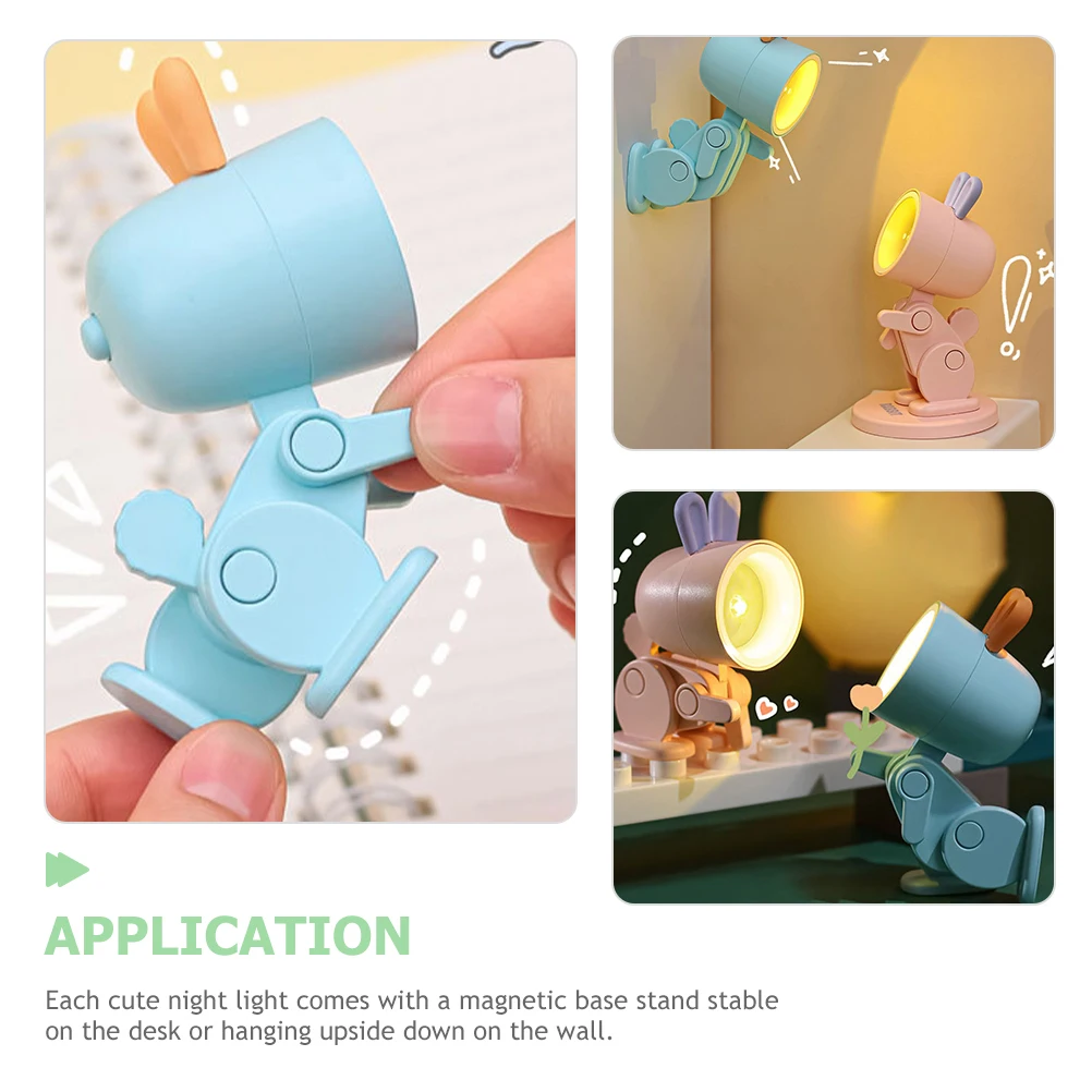 

4Pcs Mini Desk Lamp LED Night Light Bunny Shape Adjustable Cartoon Bedroom Living Room Kids Animal Nightlight Small Table Decor