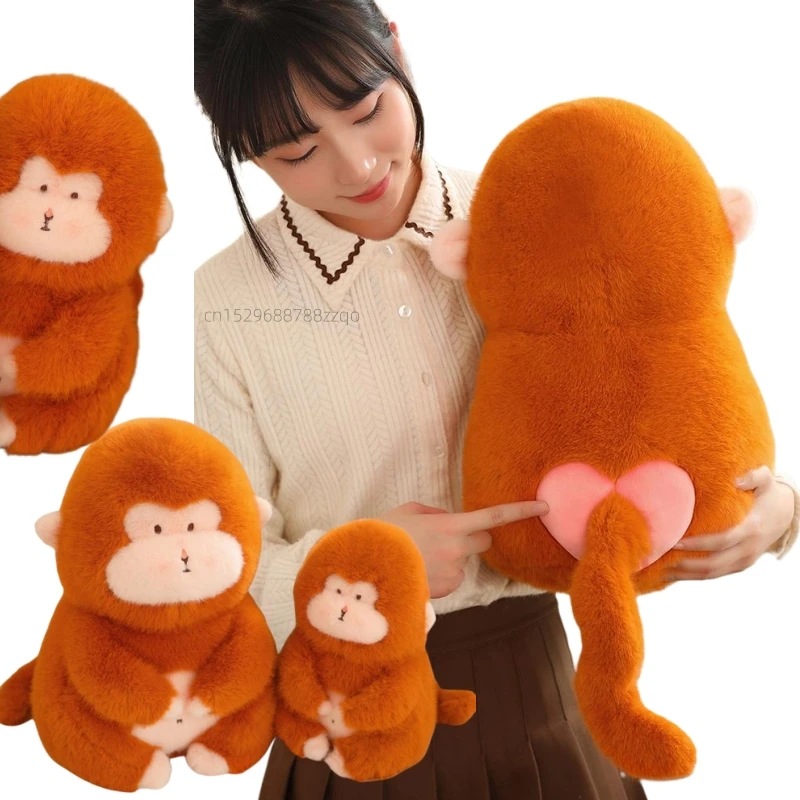 Super Soft 22/40cm Monkey Dolls Stuffed Plush Toys Simulation Animals Toys Yellow Decor Long Wool for Girls Boys Birthday  Gifts