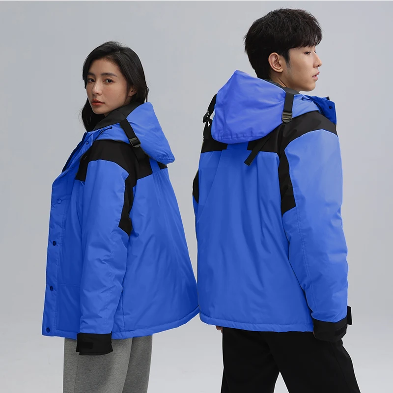 Winter Thiened Warm Color Blo Hooded Du down Jaet Loose Fit Youth Faion Polyester Fiber 00% White Du down Padded...