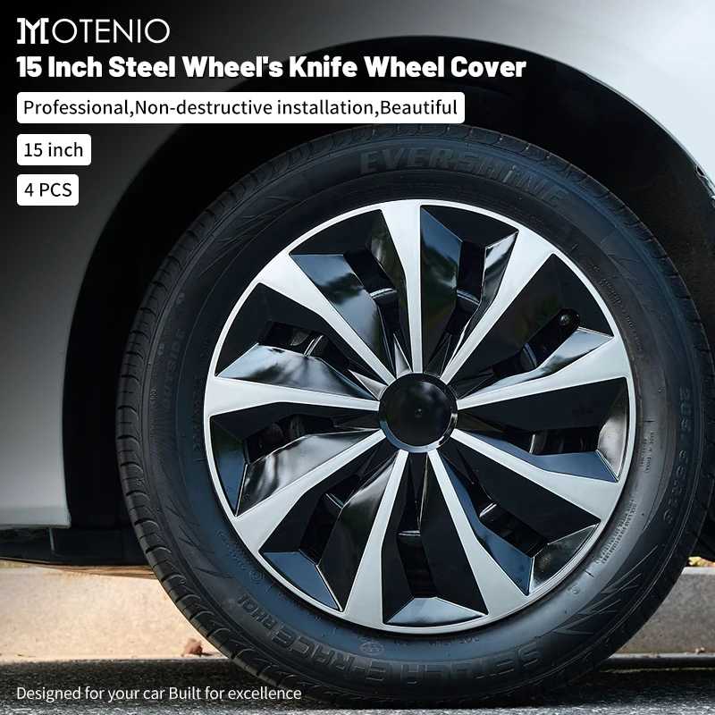 

Black/Silver 15 Inch Plastic Hubcaps for Steel Wheels Full Rim Cover Fits Toyota Volkswagen Chevy Chevrolet Honda Mazda Ford