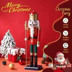 50CM Christmas Nutcracker Wooden Nutcracker Ornament King Soldier Figure Handcraft Doll Toy Gift Home Office Desktop Decoration