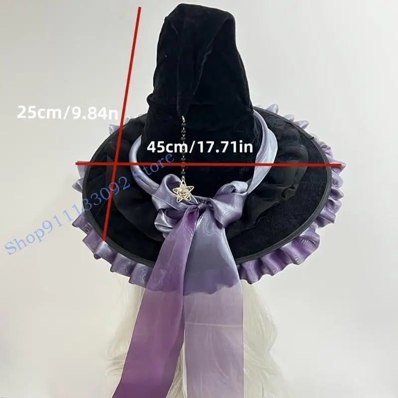 H9ED هالوين قبعة الساحرة معالج القبعات للنساء الفتيات هدايا زي الهالوين التأثيري تنكرات الكرنفالات زينة الحفلات #6