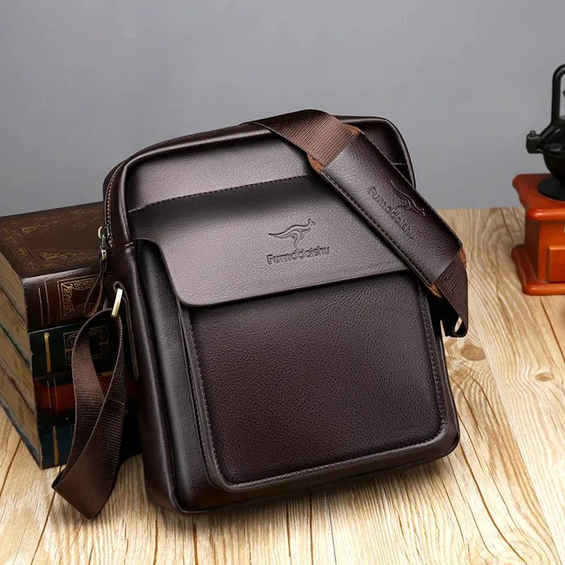 Luxe merk zakelijke hoge kwaliteit casual herentas verticale zakelijke lederen schoudertas mode man crossbody messenger bag