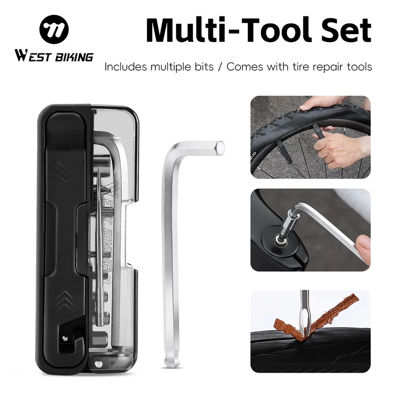 

WEST BIKING Multi functional Wrench Tire Repair Tool MTB Road Bicycle Convenient Emergency Screwdriver Hexagonal Key Adapter Kit