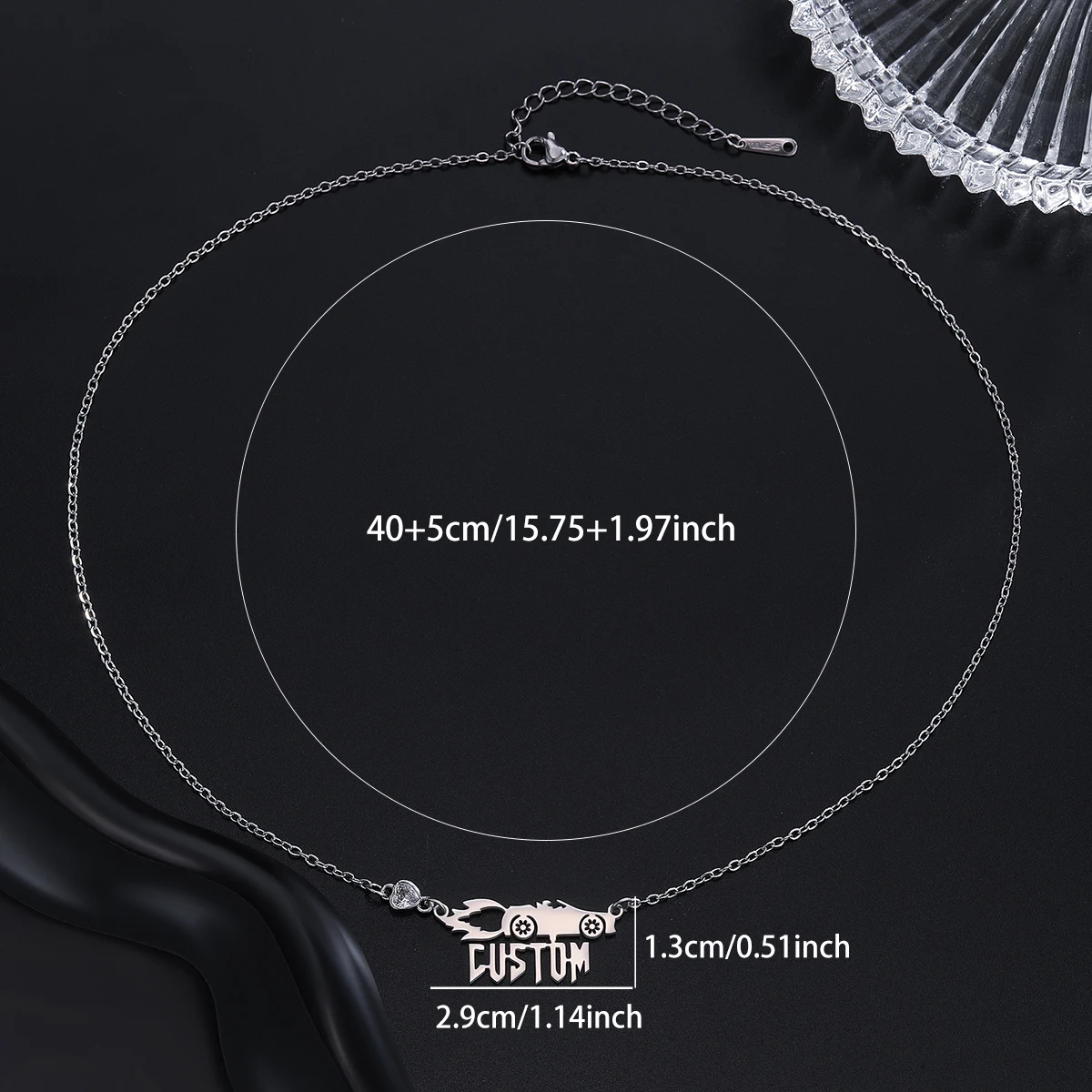 Stainless steel customized name personalized racing style car pendant necklace jewelry gift