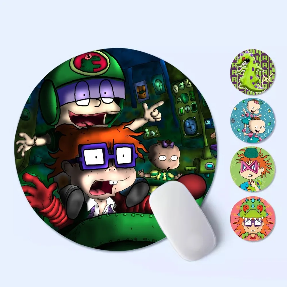 

Cartoon R-Rugrats Mousepad 20x20cm Round Desktop Desk Mat Kawaii Gaming Accessories Students Writing Pad Mouse Pad for PC Desk