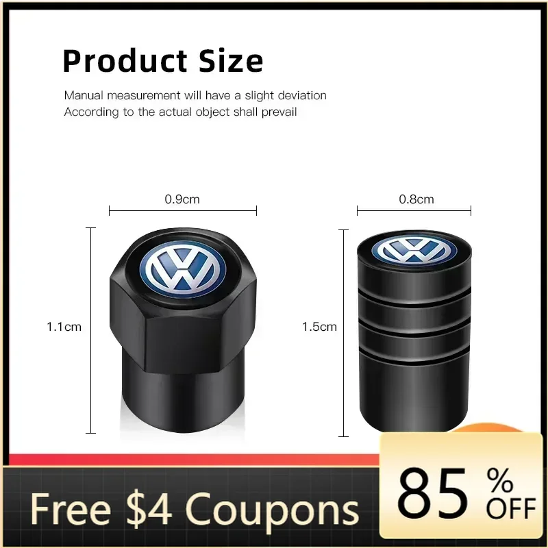 

For VW Hot 2025 New Car Styling Metal Car Tire Valve Caps Dust Prevention Accessories For Volkswagen GTI R-Line R Passat T5 Po