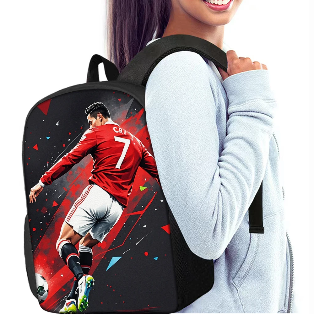3pcs Football Flame Print Backpack Lightweight Daily Large Capacity School Bag Travel Bag with Shoulder Bag Pencil Bag Gift