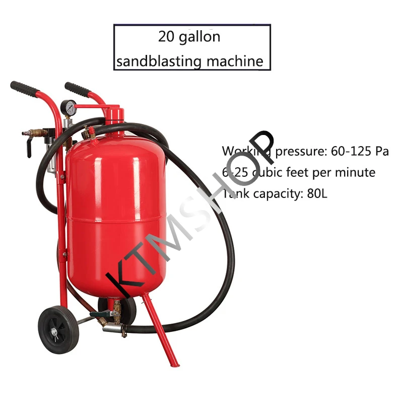 20Gal Sandblaster Heavy Duty Steel Abrasive Air Sand Blaster Mobile Rust Remove Surface Cleaning Recondition Machine