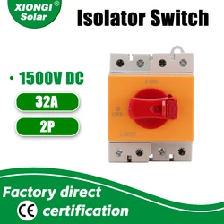 XIONGISolar PV DC Isolator Switch 4P 32A 1500V Rotating Handle Disconnector EDS1DB/S32/4R
