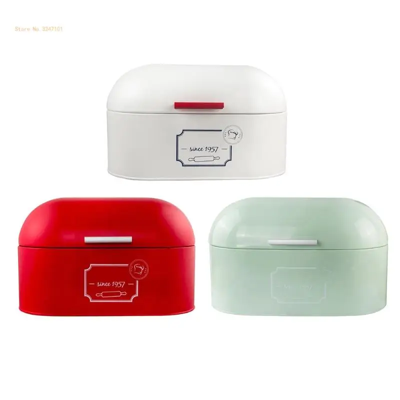 

Retro Bread Boxes Large Capacity Kitchen Countertop Metal Storage Tin for Bread Cookies Household Loaf Container Dropship