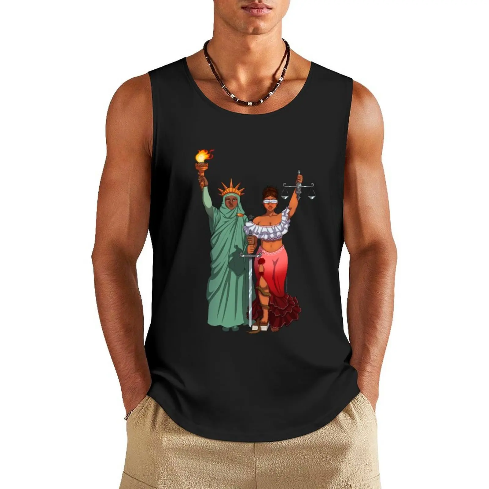

Liberty and Justice Tank Top quick-drying t-shirt sleeveless shirt man T-shirt Men's gym T-shirt men