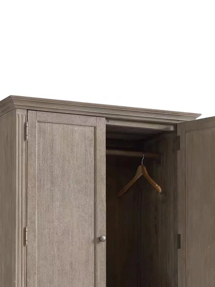 

American country solid wood wardrobe, ash wood, vintage, old, two doors, bedroom