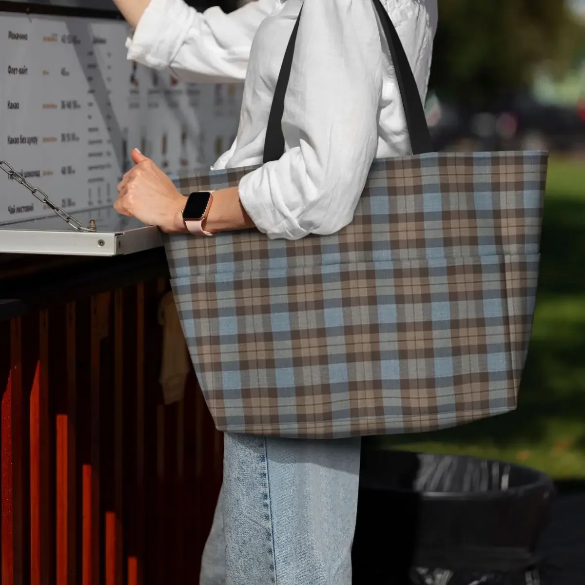 

Tartan Beach Tote Bag Sport Gym Yoga Duffle Large Tote Bag Women Travel Bag Fitness bag