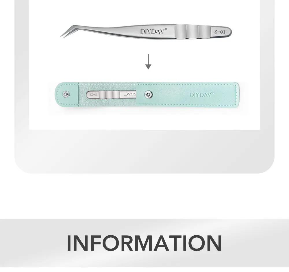 DIYDAY Wimpernverlängerungspinzette, Edelstahl, Augenbrauen-Präzisionspinzette, Faserspitze, Volumenisolierung, Wimpernverlängerungspinzette – Detail 7