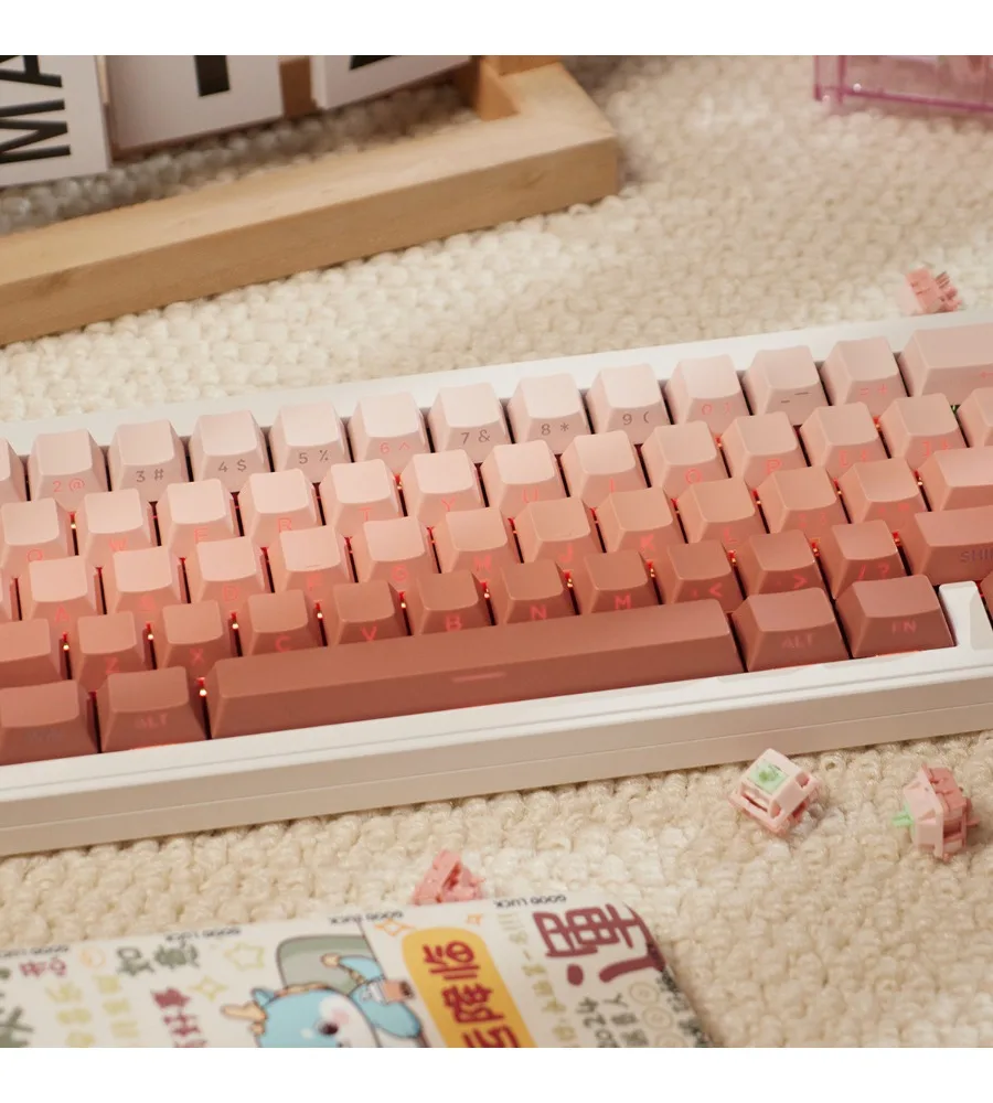 Blush gradual change side through keycap 136 key PBT two color impregnation original Wooting and other wireless mechanical