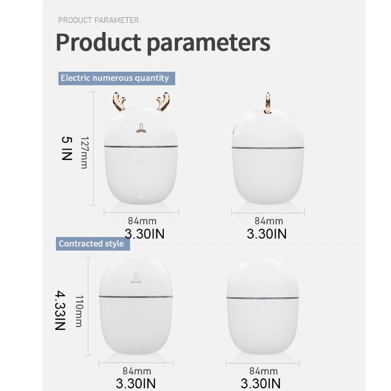 Przenośny 300ml do Mini nawilżacz śliczne poroże cichy dyfuzor powietrza USB Fogger Maker opryskiwacz diodą