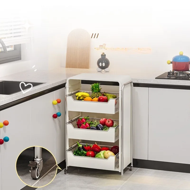 Kitchen vegetable rack floor-to-ceiling multi-layer vegetable rack drawer trolley multi-functional fruit storage artifact