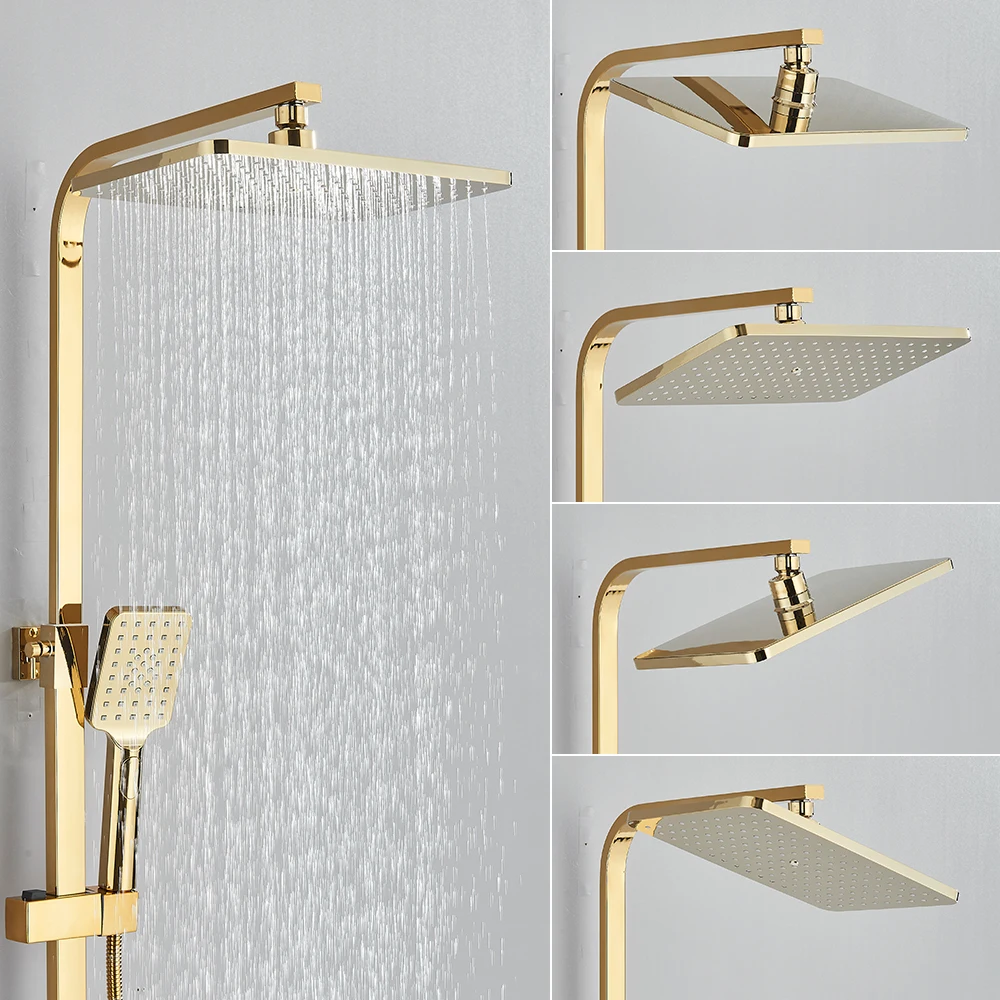 Golden Thermostatic Shower Faucet Bathroom Faucets and Shower Thermostatic Rainfall Shower Set Black Bath Shower Systems