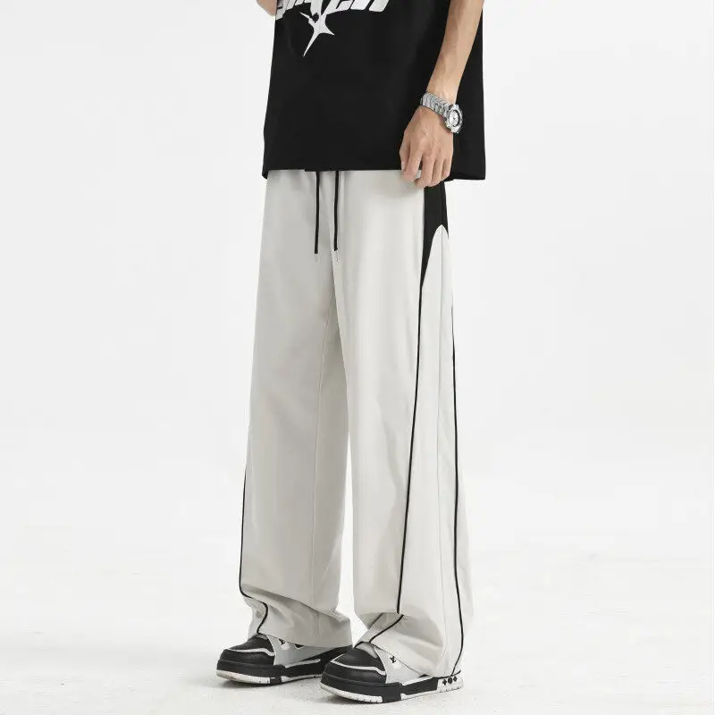 

New 2025 Spring Summer Men's Cool Quick Drying Straight Casual Pants Outdoor Loose Full-Length Joggers Plus Size M-5XL Trousers