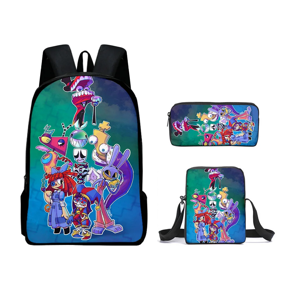 

Luxury The Amazing Digital Circus 3D Print 3pcs/Set pupil School Bags Laptop Daypack Backpack Inclined shoulder bag Pencil Case