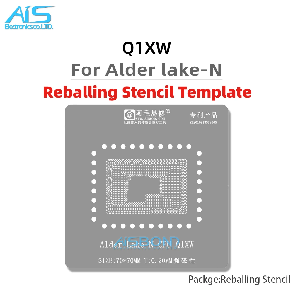 Amaoe-Q1XW BGA Reballing Stbbles Template, Intel Alder Lake-N CPU IC Pin Solder, 18 Plant Net Square Hole