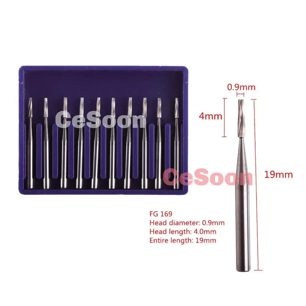 

Cesoon 10Pcs/Pack Dental Tungsten Steel Burs Round Carbide Bur For High Speed Handpiece Endodontic Drill FG169 Dentistry Tools