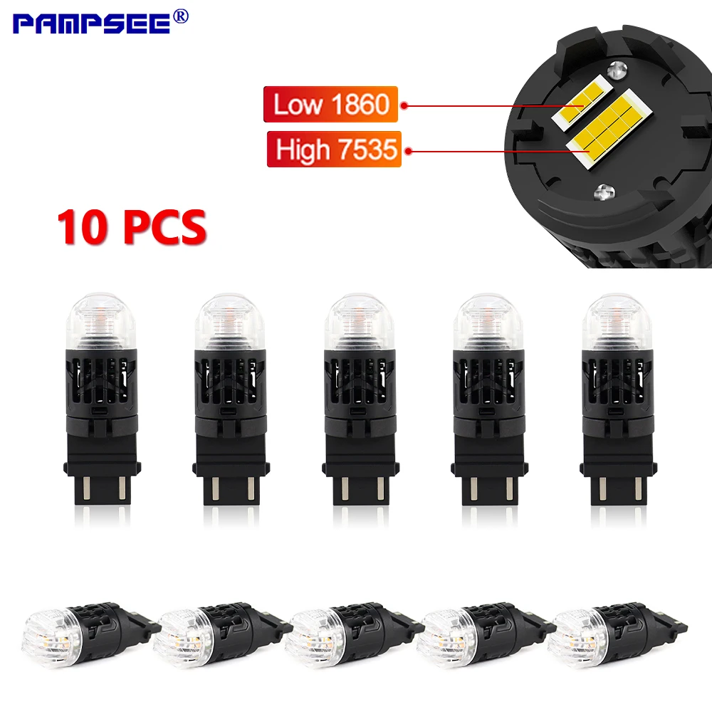 10PCS 1157 7443 3157 LED White DRL Parking Reversing Lights for Car Auto Lamp Amber Turn Signal Canbus Non-polarity