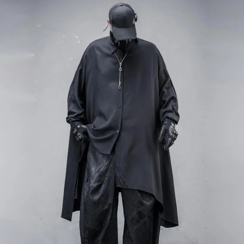 HKSH Spring Summer Men Tide Dark Original Silhouette A-line Shirt Yamamoto Niche Asymmetrical Mid-Length Y2K Vibe Shirts HK28018