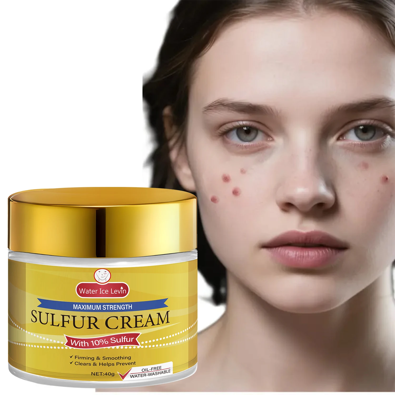 Water Ice Levin 10% Sulfur Cream – Clears, Prevents & Smooths Skin |   Reduces Oiliness & Improves Firmness |   40g
