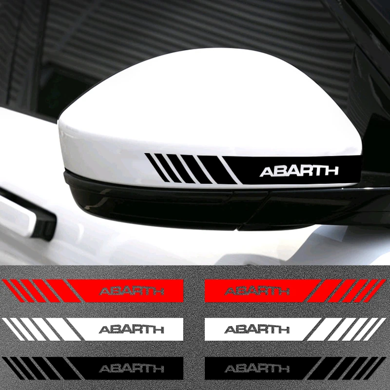 2PCS Car Badge Rearview Mirror Decor Sticker Vehicle Body Refit Decal For Abarth Fiat BMW M Mercedes Benz AMG Audi Sline Mazda