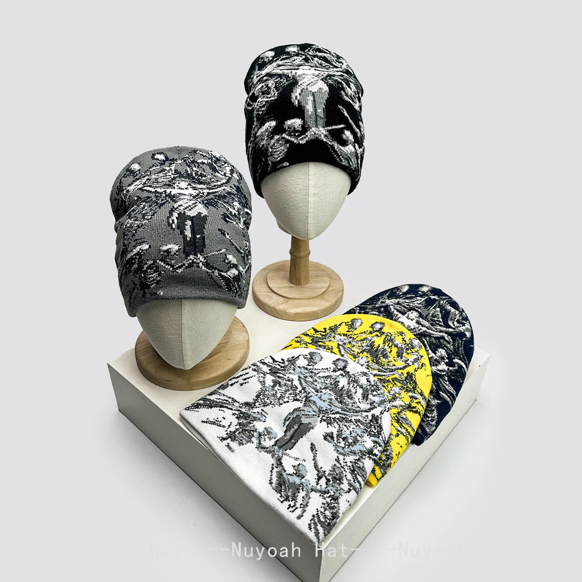 Dark Style Jacquard Angel Skull Knitted Hats Warm Hip-hop Fashion New Men Women Color Block Personal Street Beanies Versatile