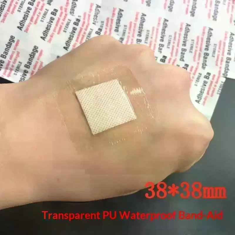 100PCS 38*38mm Transparent PU Waterproof Wound Plaster Band Aid Adhesive Bandage Protective Sticker For Outdoor Home First Aid