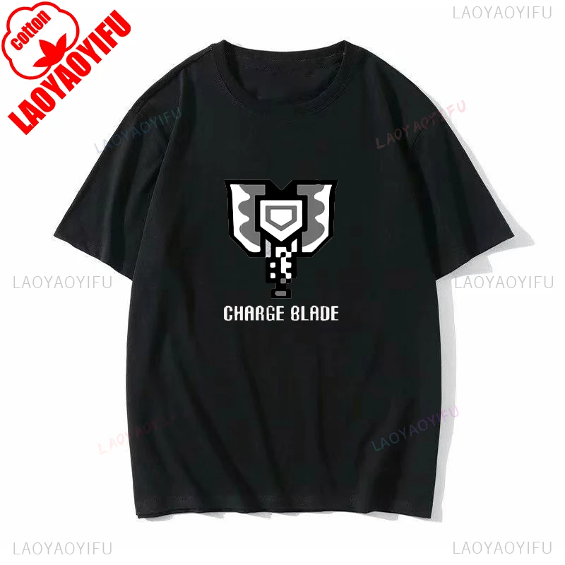 Monster Hunter Hot Game Otaku Gift Tshirt Long Sword Sword Graphic Printed T-shirt Women Man Short Sleeve Cotton Soft Man Tees