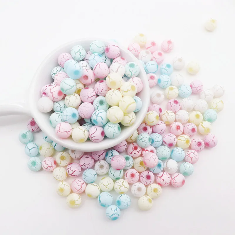 8/10mm Round Macaron ABS Imitation Pearls Beads  Frosted Symphony Crack Beads Crafts for DIY Bracelets Necklaces Jewelry Making