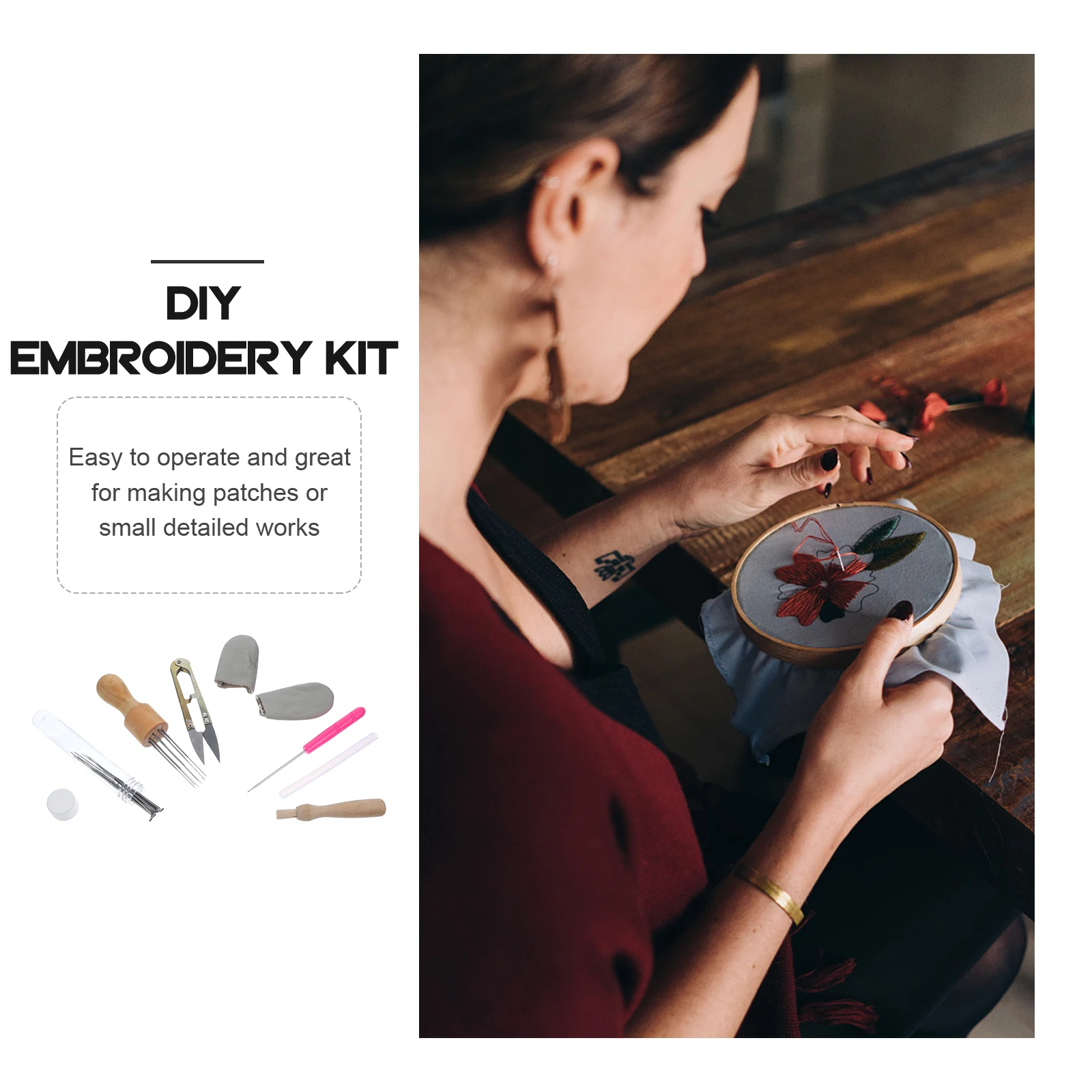 

Wool Felt Punch Needle Embroidery Supplies Durable Wood Materials DIY Crafts Sewing Needle Felting Needles Accessories